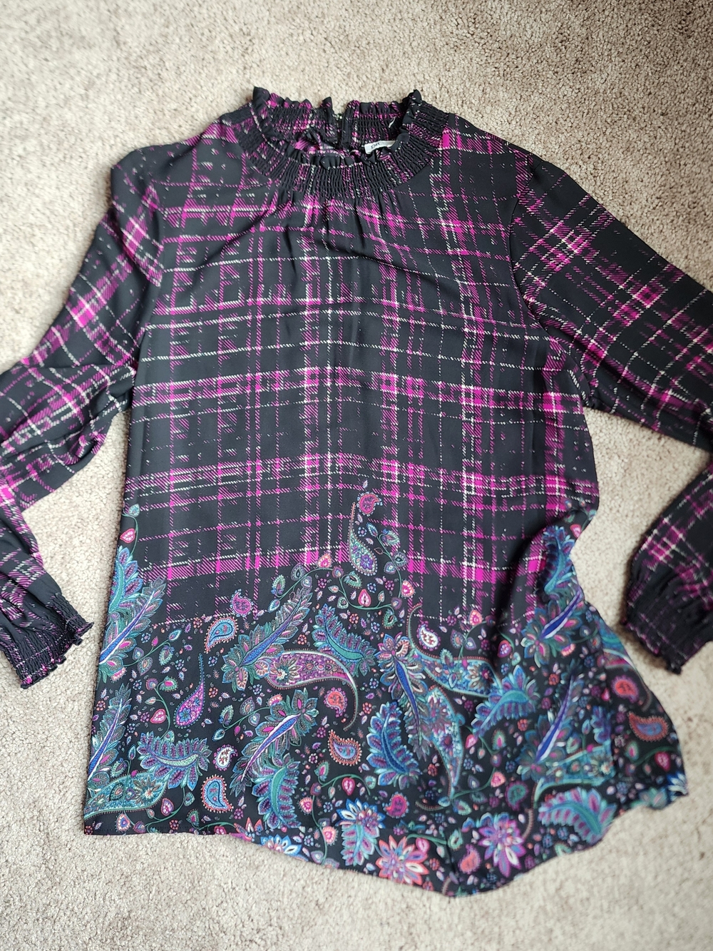 Plaid Paisley Tunic Blouse - Picture 1 of 11